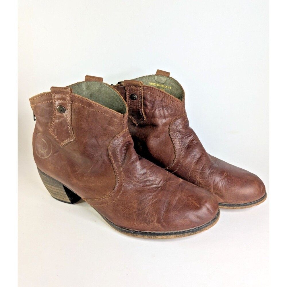Women Leather Ankle Boots US 8.5 Brown Zip Western Spain Red or Dead Mountain